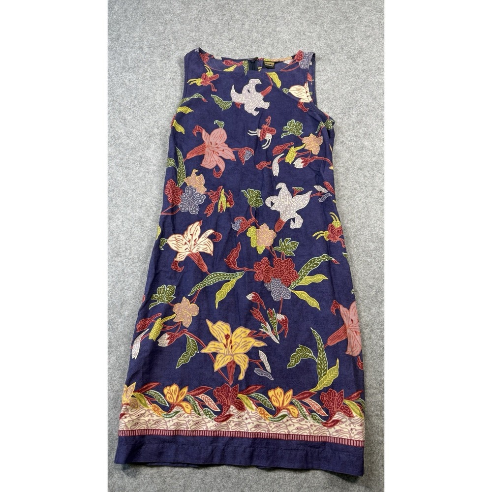 Vintage Patagonia Pataloha Floral Batik A-Line Dress Hawaiian Tropical Blue